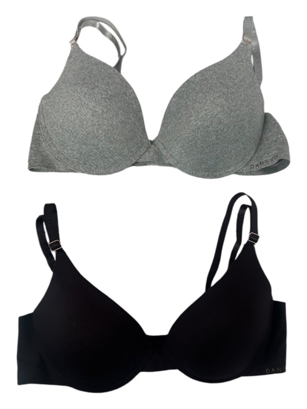 Danskin T Shirt Bras 2 Pack 34B Heather Gray Dark Plum Underwire Padded